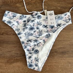 NWT Abercrombie & Fitch Tie-Back High-Waist Cheeky Swim Bottoms Light Blue Med